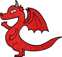 cute grunge textured illustration cartoon dragon © lineartestpilot