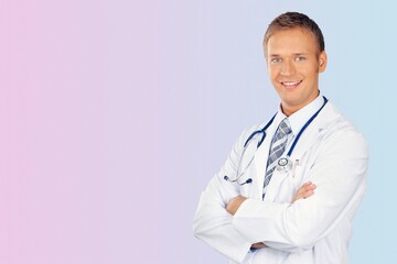 Smart male doctor  in medical clothes