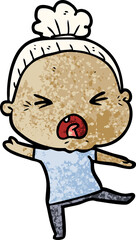 cartoon angry old woman