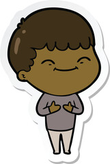 sticker of a cartoon happy boy