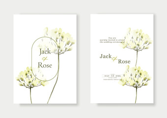 Wedding invitation with flower watercolor ornaments vector design