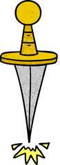 hand drawn textured cartoon doodle of a small dagger