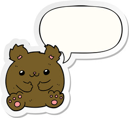 cartoon bear with speech bubble sticker
