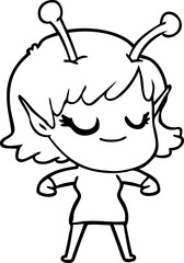 smiling alien girl cartoon