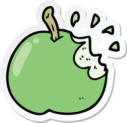 sticker of a cartoon bitten apple