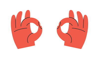 Hand drawn cute illustration of yoga shuni mudra. Flat vector hand position at meditation symbol in colored doodle style. Mental health, self care sticker, icon or print. Isolated on white background.