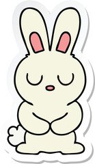 sticker of a quirky hand drawn cartoon rabbit