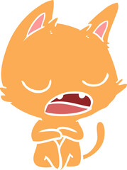 talking cat flat color style cartoon