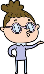 cartoon woman wearing glasses