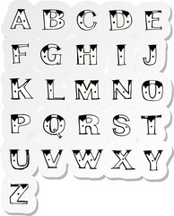 sticker of a cartoon old tattoo letters