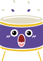 flat color retro cartoon of a drum