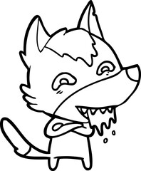 cartoon hungry wolf