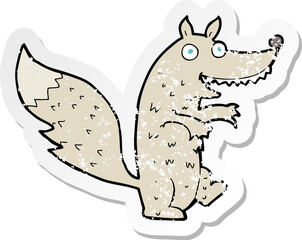 retro distressed sticker of a cartoon wolf