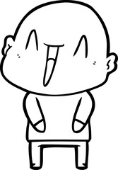 happy cartoon bald man
