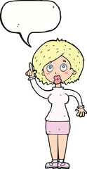 cartoon woman with idea with speech bubble