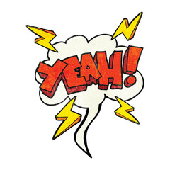 Yeah! freehand drawn texture speech bubble cartoon symbol
