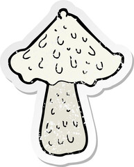 retro distressed sticker of a cartoon mushroom