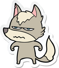 sticker of a cartoon annoyed wolf