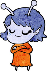 smiling alien girl cartoon