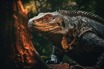 Fototapeta premium Komodo Dragon Roaming Freely in its Natural Habitat