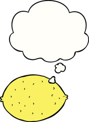 cartoon lemon with thought bubble