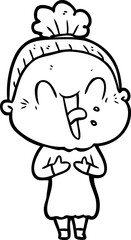 cartoon happy old woman