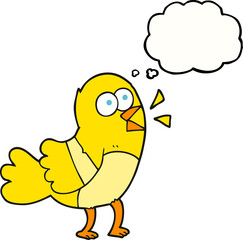freehand drawn thought bubble cartoon bird