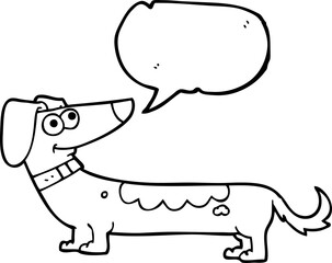 freehand drawn speech bubble cartoon dog