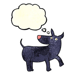 funny cartoon dog with thought bubble