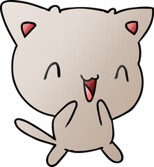 freehand drawn gradient cartoon of cute kawaii cat