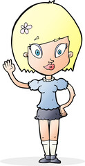 cartoon pretty girl waving