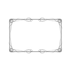 Abstract Black Simple Line Rectangular Frame Doodle Outline Element Vector Design Style Sketch Isolated Illustration For Wedding And Banner