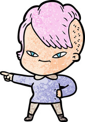 cute cartoon girl with hipster haircut