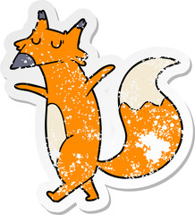 distressed sticker of a cartoon fox