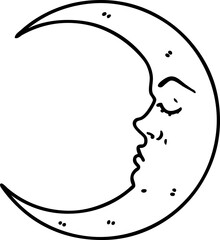 tattoo in black line style of a crescent moon