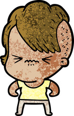 cartoon annoyed hipster girl