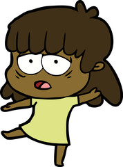 cartoon tired woman