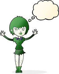 cartoon vampire girl with thought bubble