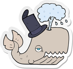 sticker of a cartoon whale spouting water