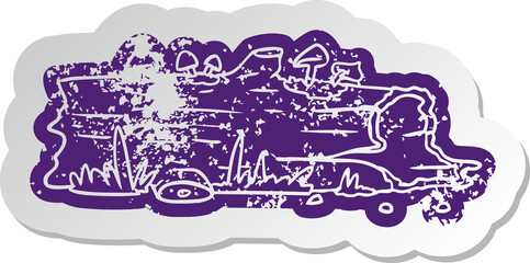 distressed old cartoon sticker of a tree log