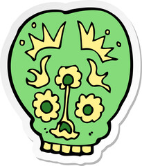 sticker of a cartoon sugar skull