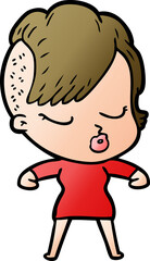 cartoon pretty hipster girl