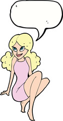 cartoon attractive woman posing with speech bubble