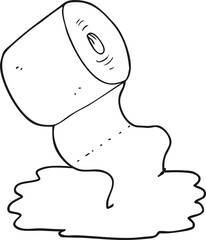 freehand drawn black and white cartoon kitchen roll