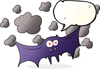 freehand drawn speech bubble cartoon vampire bat