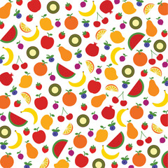 Tropical summer fruit seamless pattern, abstract, Fresh fruits wallpaper, fruit mix design for fabric and decor, cute vector background. bright summer fruits illustration,  hawaiian, colorful design