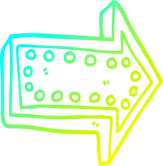 cold gradient line drawing of a cartoon arrow pointing direction