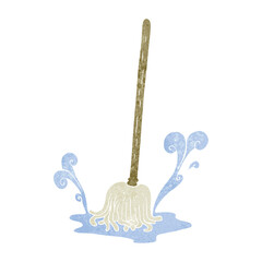 freehand retro cartoon mop