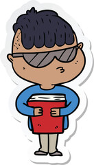 sticker of a cartoon boy wearing sunglasses