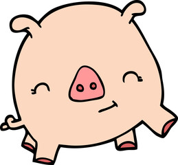 cartoon doodle happy pig